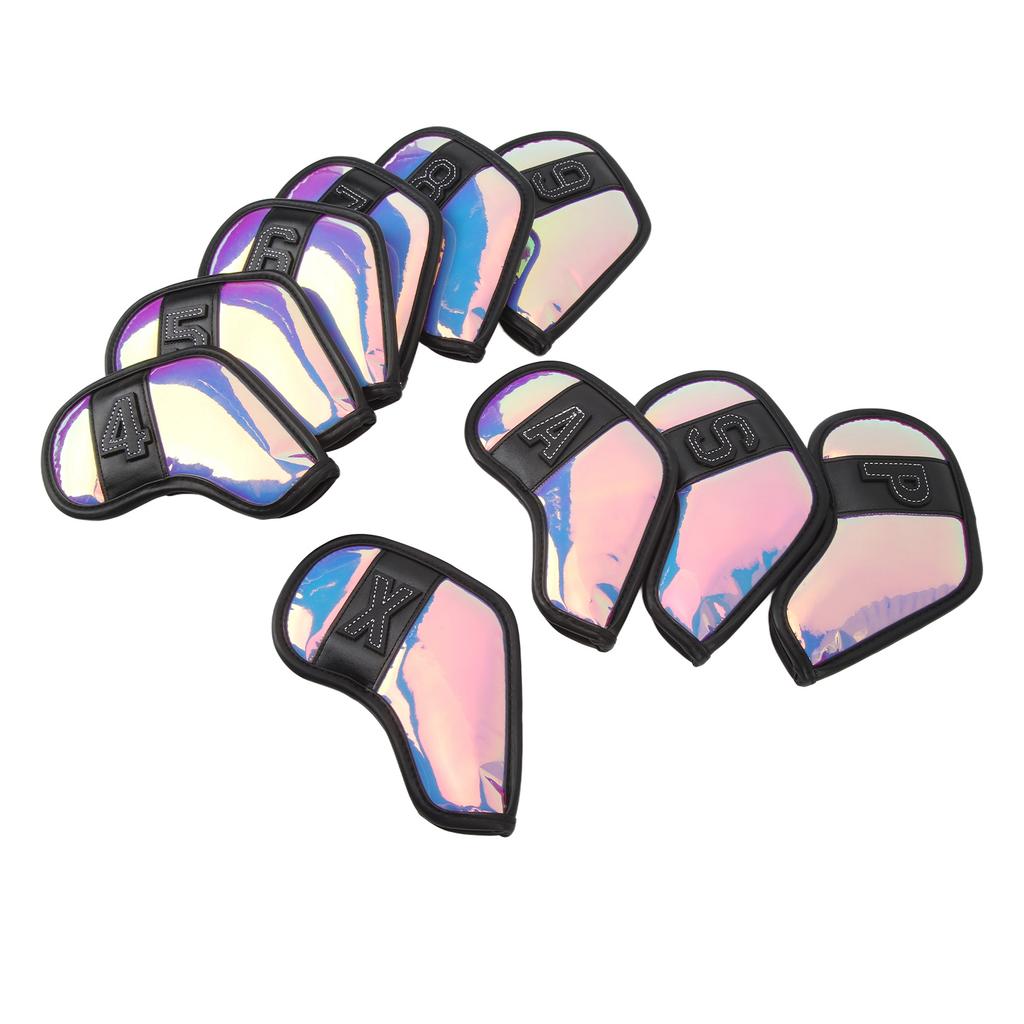 10 PCS Golf Club Head Covers PU Fabric Surface Stylish Impact Proof Scratch Proof Golf Iron Covers