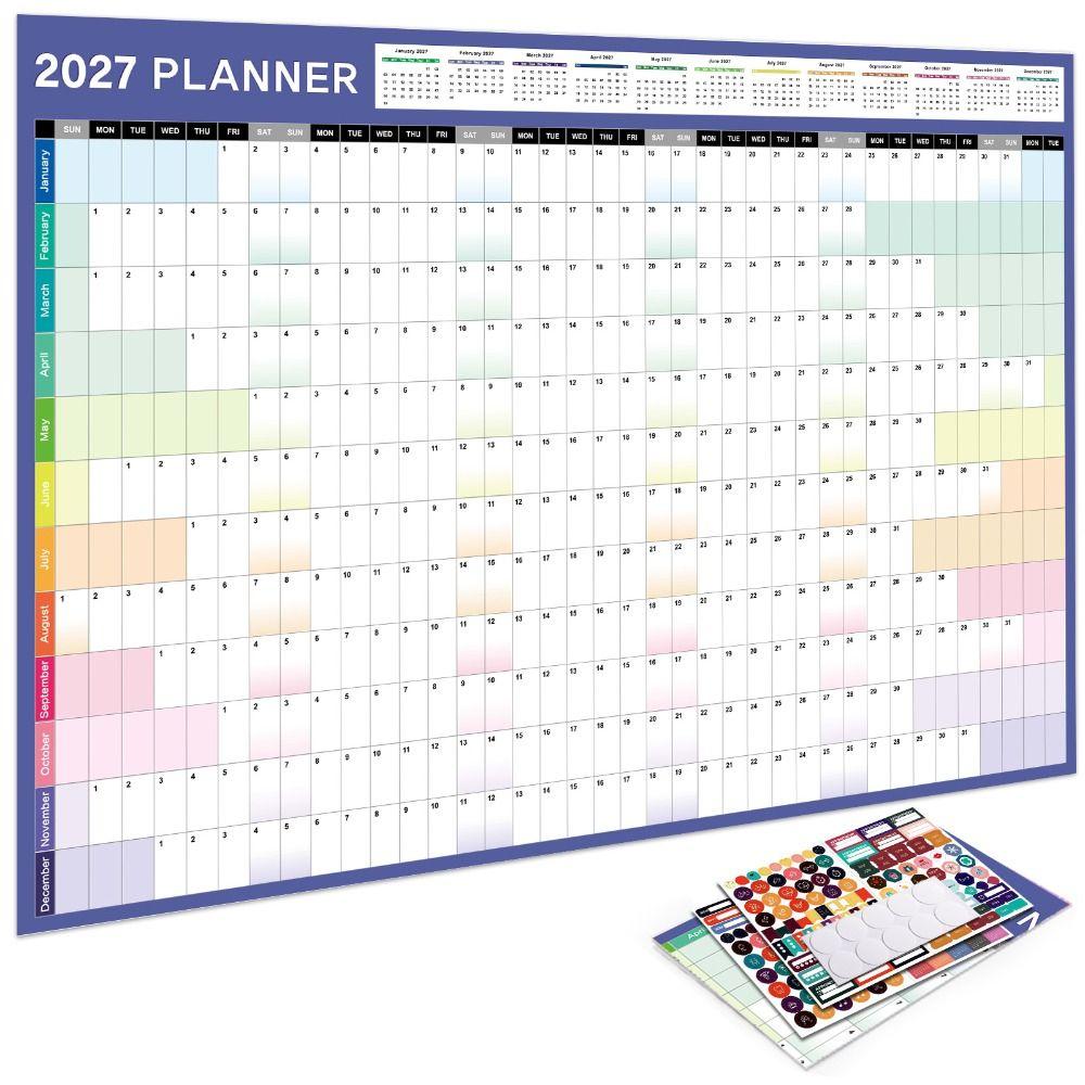 Multicolor Layout 2027 Yearly Planner Paper Annual Planning Chart Home Office Planning