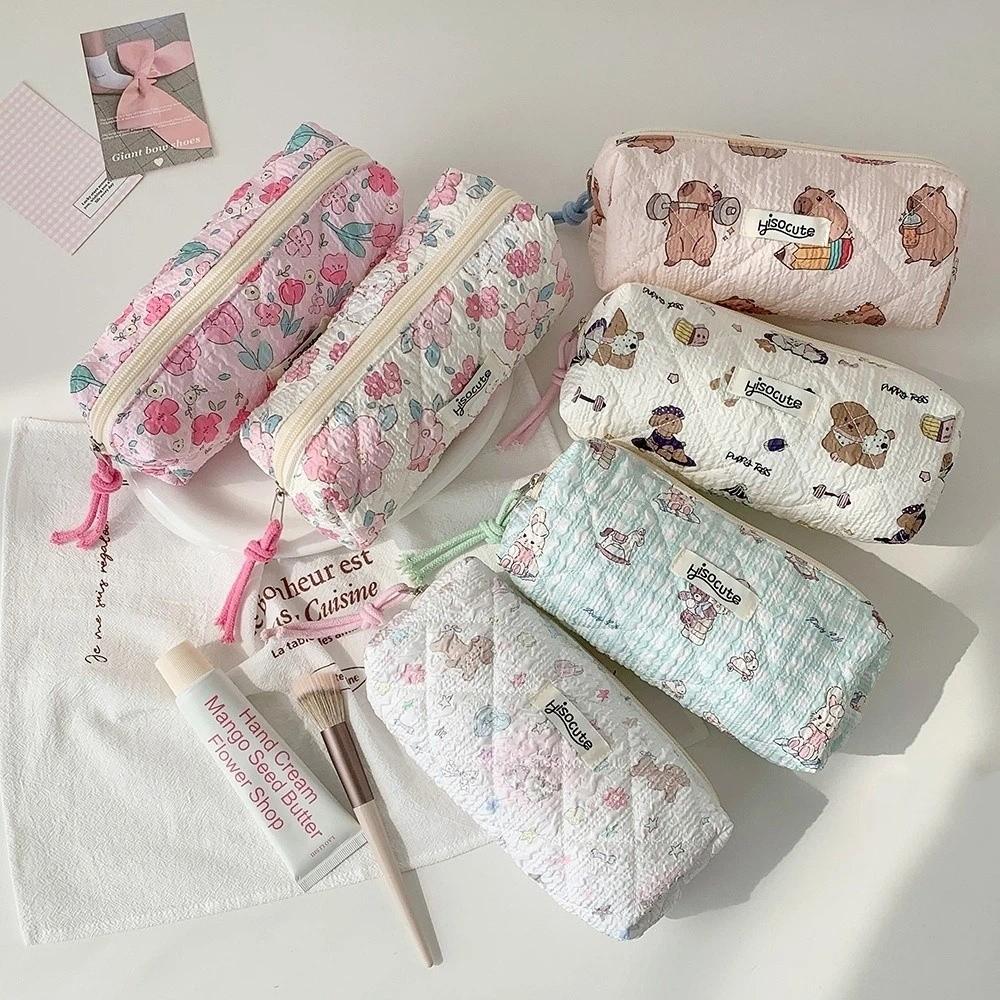 Stoff Koreanischer Stil Federmäppchen Capybara Hund Blumenmuster Federtasche Schüler
