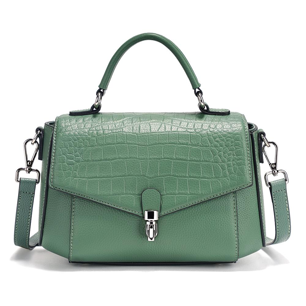 

Женская сумка Zency из натуральной кожи с ручкой сверху зелёный