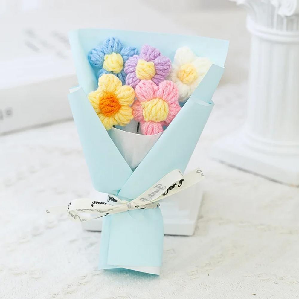 Creative Mini Knitted Flower Bouquets, Floral Decorations, Small Gift Accessories