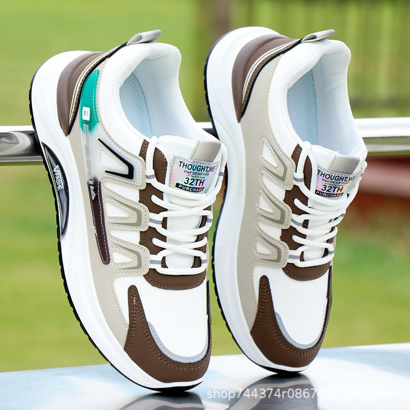 Shoes Spring and Autumn Leather Surface Waterproof Sneakers Casual Soft Sole Non-slip Running Shoes Youth