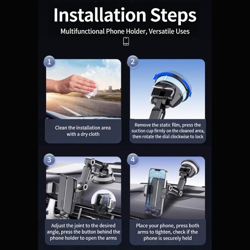 Car Phone Holder for Phone 17 16 15 14 Car Dashboard Mount Cellphone Holder Rotating Suction Cup Phone Stand