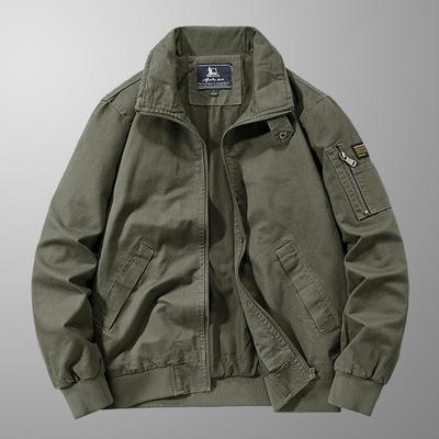 Men's Flight Jacket Spring and Autumn Loose Large Size Tooling Pure Cotton Thin Casual Outdoor Youth Jacket
