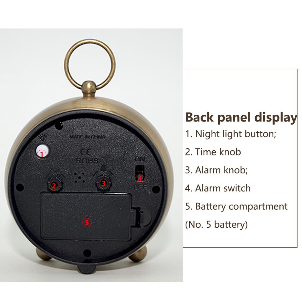 1PC 4.5-inch metal pendant quartz alarm clock, silent scanning second clock, luminous seat clock