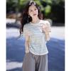 Shangjing Women's Simple Striped Short Sleeve T-Shirt