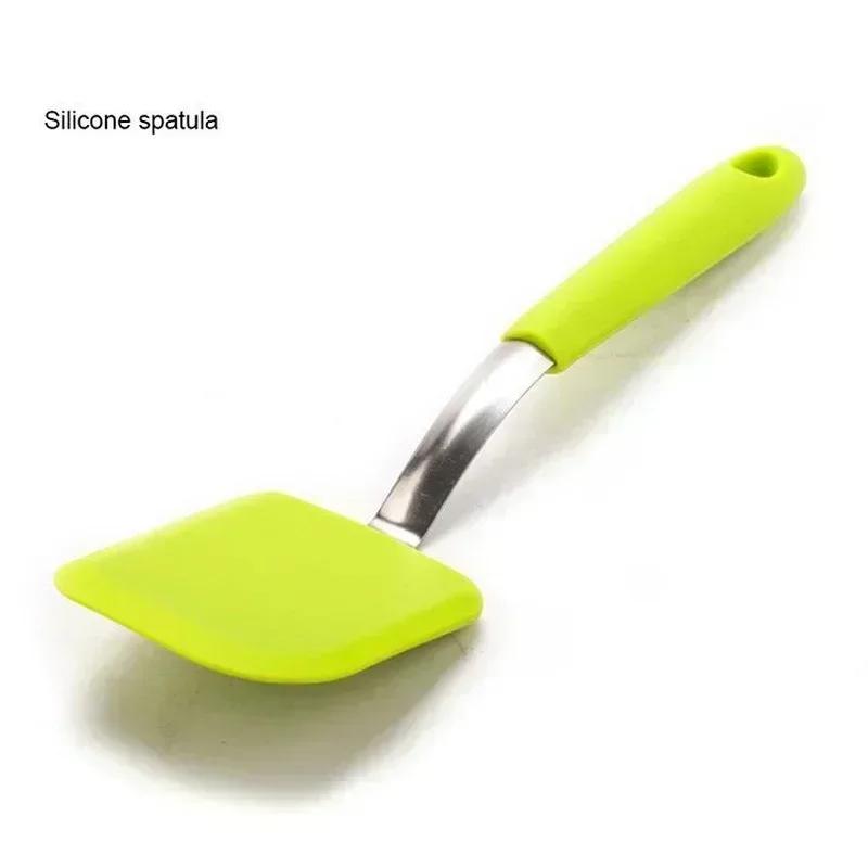 Food Grade Silicone Frying Fish Spatula Cooking Tools Stainless Steel Handle Silicone Frying Spatula Kitchen Tool