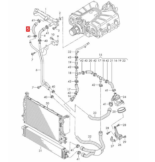 Coolant Radiator Inlet Hose 06E121546D - Car Water Soft Hose