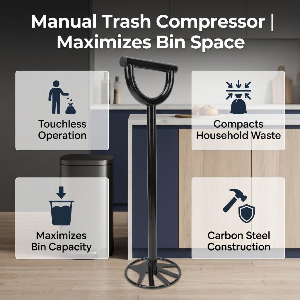 Manual Trash Compressor Multi Purpose Touchless Metal Garbage Compressor for Kitchen Trash Can