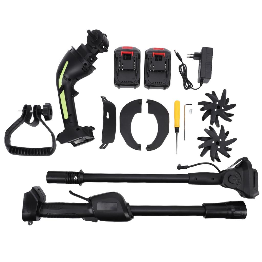 Cordless Tiller Cultivator Rechargeable Electric Garden Tiller Battery Powered Rototiller with 2 Batteries for Lawn