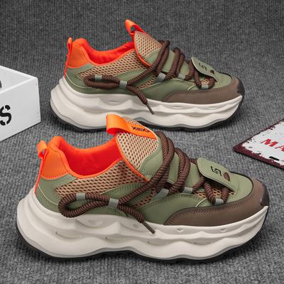 New Men Comfortable Outdoor Comfort Autumn Korean Version of the Trend Thick Sole Leisure Sports Net Men Shoes Daddy Shoes
