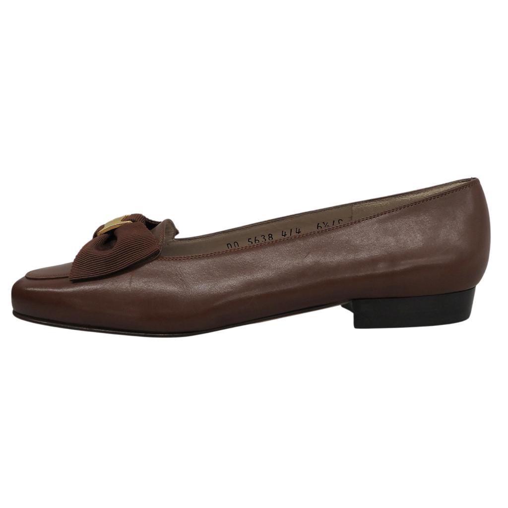 Makellose Salvatore Ferragamo Pumps Vara-Schleife Braunes Leder Damen Gebraucht