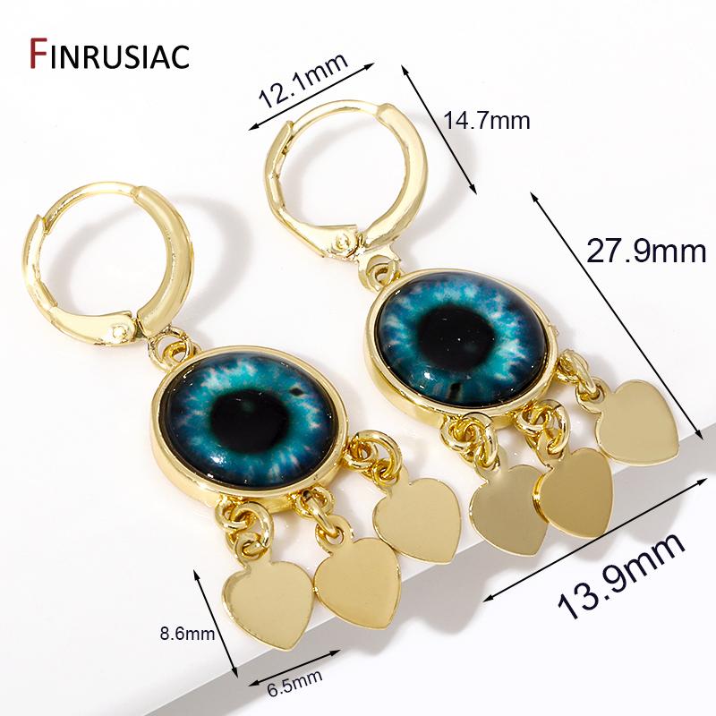 

New Trendy Lucky Eye Turkish Evil Eye Drop Earrings Heart Charms Hanging Dangle Earrings For Women Ladies Party Jewelry Gift 1 pair