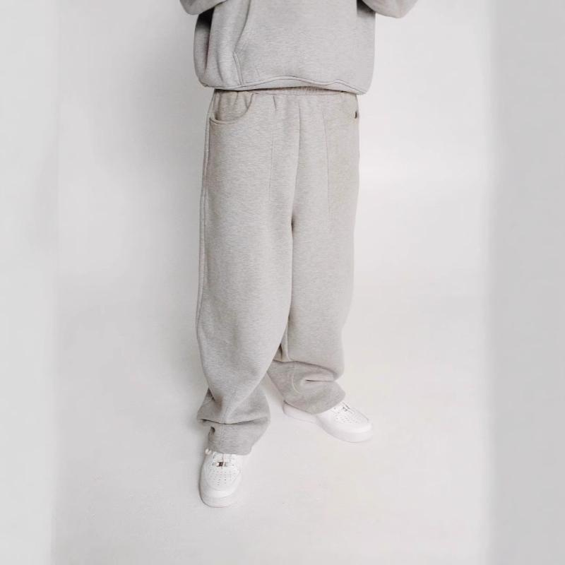 European and American casual simple couple fashionable elastic waist loose multi pocket design pants