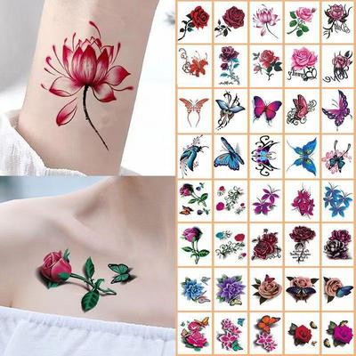 20 Foi Autocolante Tatuaje Temporare Impermeabile cu Flori și Fluturi pentru Femei Artă Sexy Detașabile Bărbați Autocolant pentru Corp de Lungă Durată