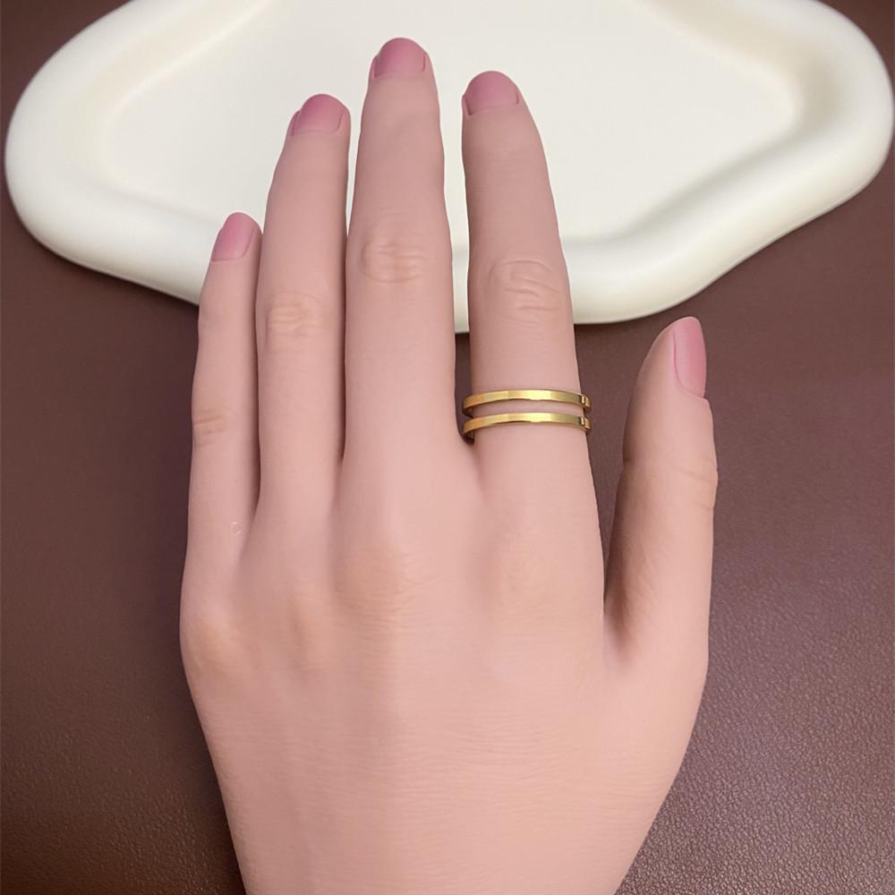European and American Style Adjustable Gold-Plated Titanium Steel Ring for Women