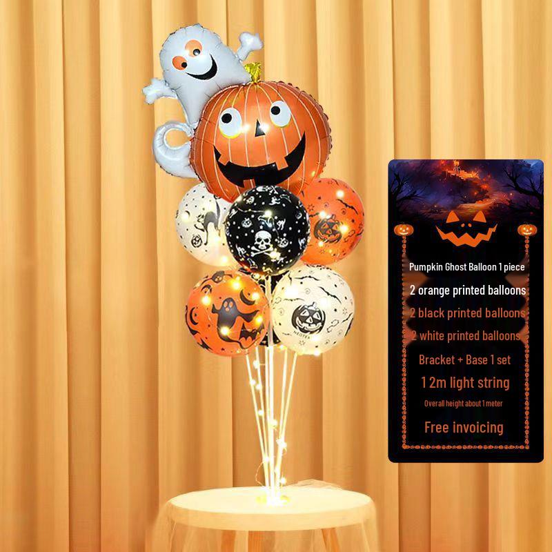 Halloween Pumpkin Skeleton Balloon Columns for Party and Event Decoration