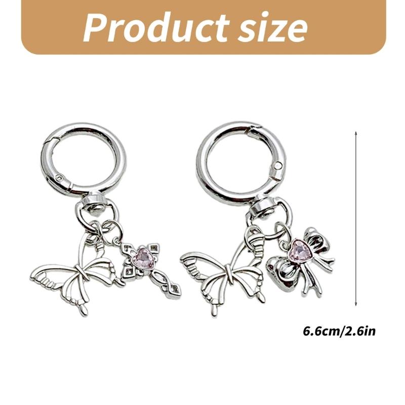 Elegant Alloy Butterfly Bows Charm Phone Charm Women's Accessory Bag Pendant Handbag Ornament Keyring for Ladies