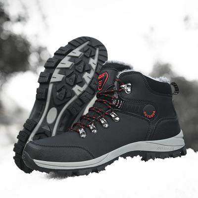 Herren Schwarze Stiefeletten Winter Warm Plüsch Wasserdicht Schneestiefel Herren Outdoor Sneaker Stiefel Männlich Gummi Winter Herrenstiefel Übergröße