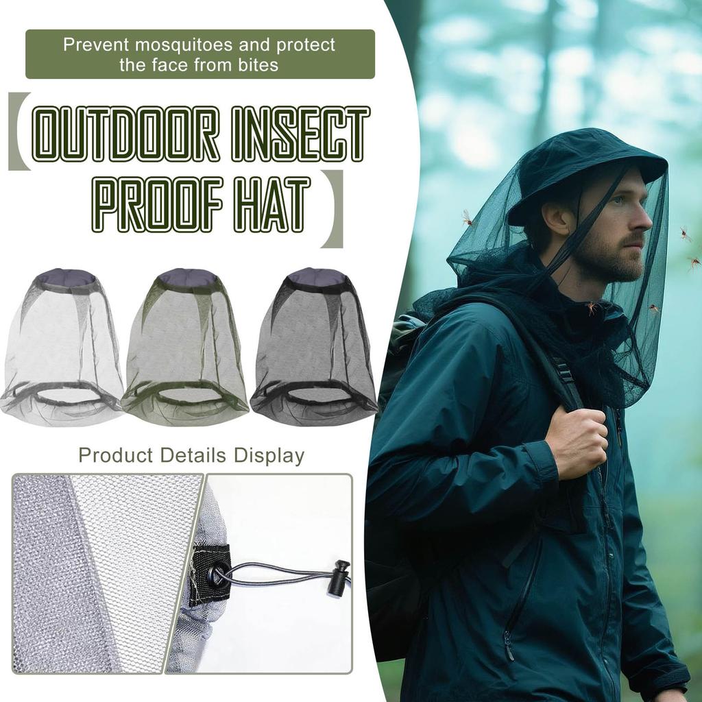 Premium Mosquito Head Net For Insect 2 Pack, Ultra Large & Long, Extra Fine Holes, Fly  Protections Gear For Camping, Hiking, Fishing, Gardening