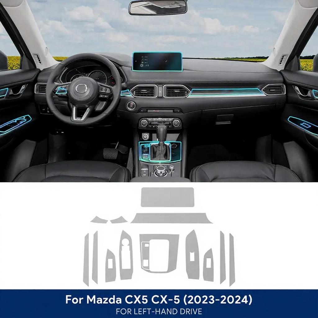 TPU Car Interior Protection Film for Mazda CX-5 CX5 2017-2024 Dashboard Navigation Anti-scratch Transparent Stickers Accessories