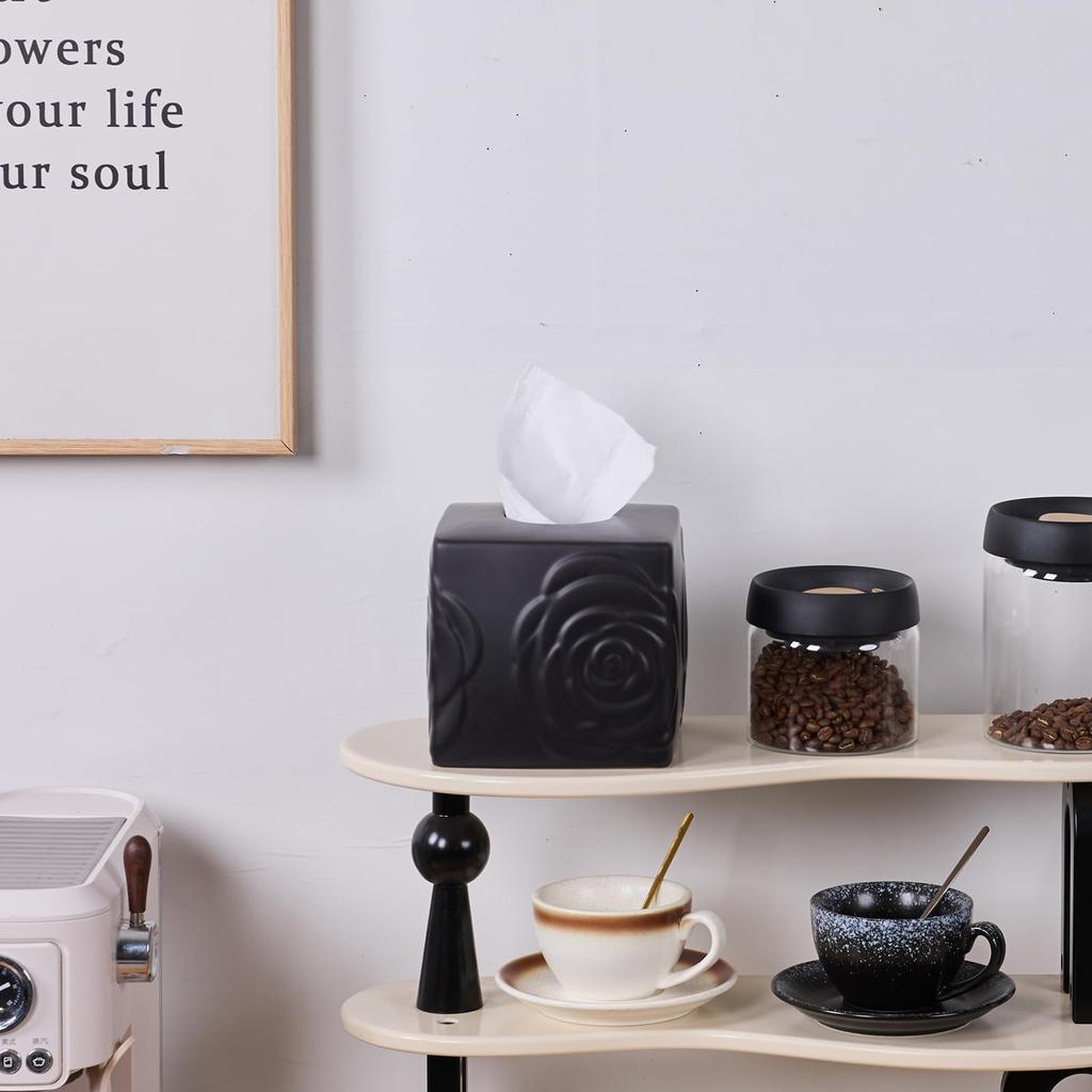 Easy-Tang Tissue Cover, Stylish Square Tissue Box, Bottomless Tissue Case, Geometric Pattern