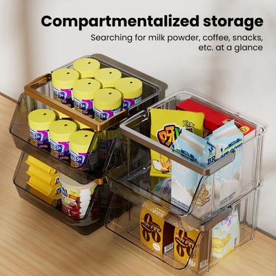 Desktop Storage Bin Plastic Storage Box with Handle Stackable Storage Organizer for Snacks Toiletries Kitchen Spices Office Home Use