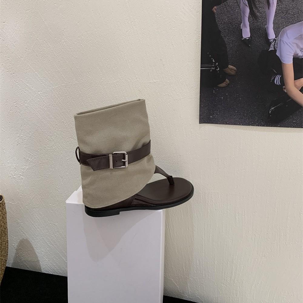 The same style as the fashionable blogger! Summer toe inner height increase and thin sandals cool boots women's short flip-flop boots fashion boots
