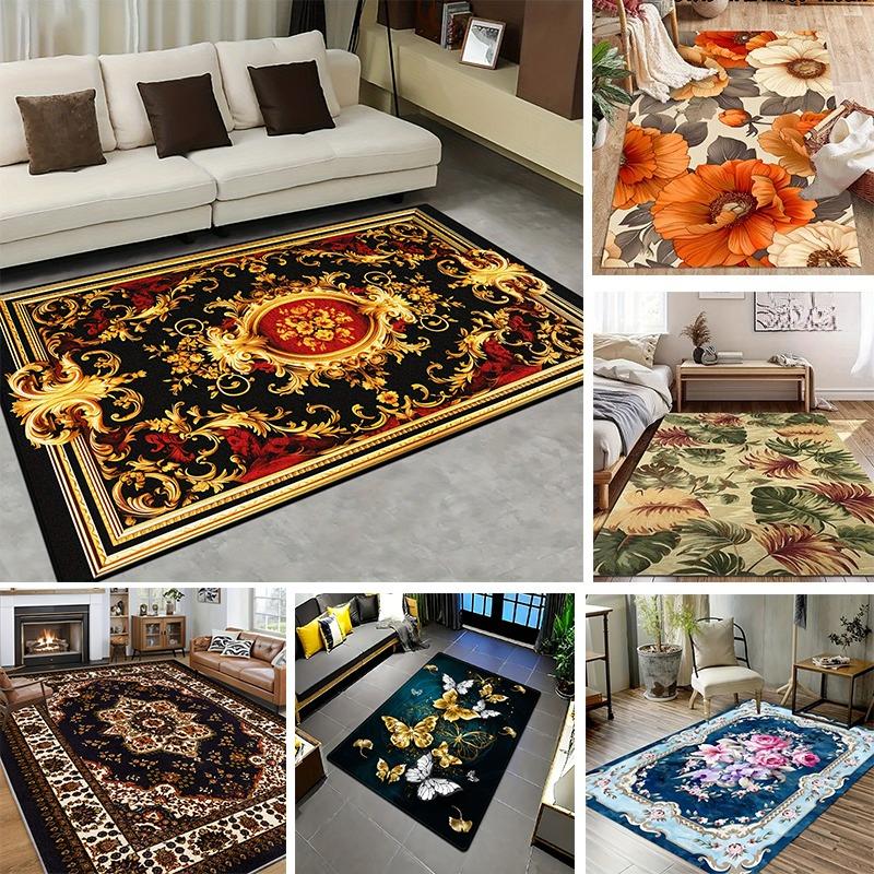 Classic Royal Floor Rug Luxury Baroque Vintage European Ornate Scroll Floral Stylish Decor Area Rug for Space Home Ornament