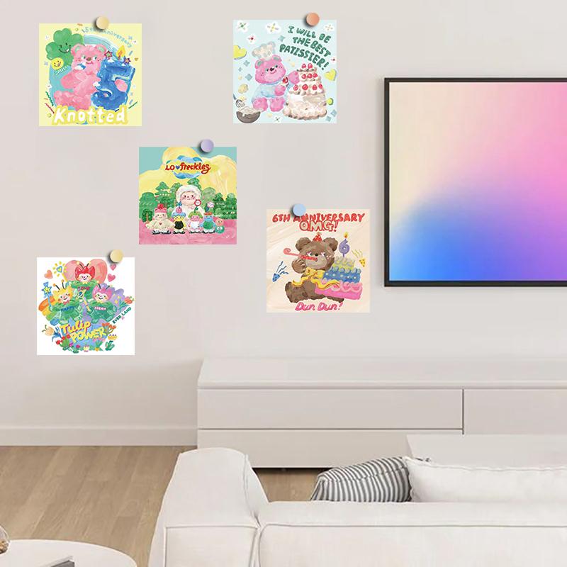 15PCS Oil painting card Posters Stickers Creative Decals DIY Luggage Creative Reading Cheese Cafe Laptop Wall Stickers Phone