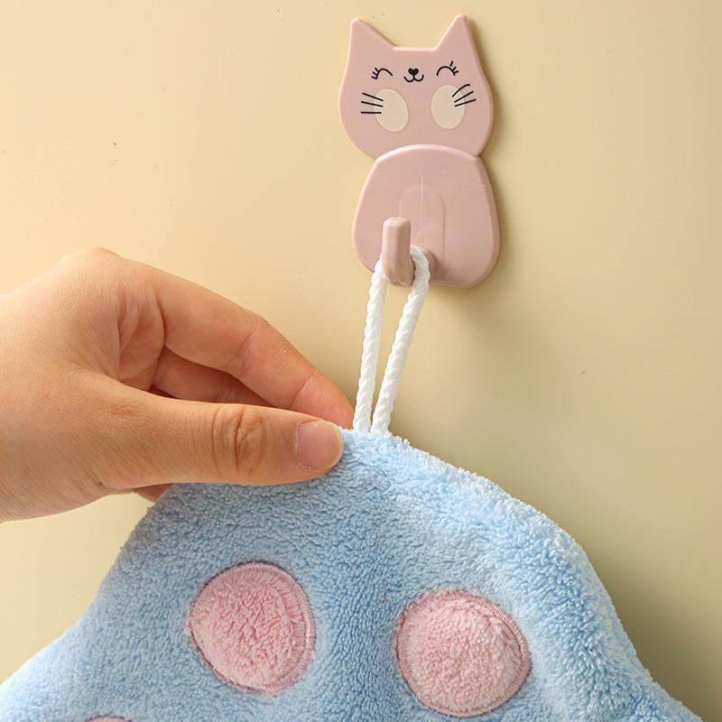 Hand Towel Can Be Hung Up Cat Footprints Cartoon Animal Hand Towel Cleaning Tables Washing Dishes Adult Hand Towels Quick Drying Towel