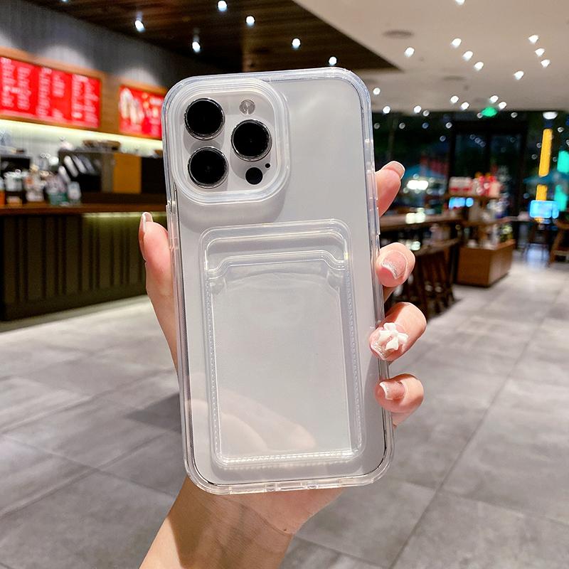 Simple Card Pocket Bag Colorful Bumper Phone Case For For Iphone 16 17 Pro Max 1 14 13 12 11 16 Plus Air Clear Back Cover
