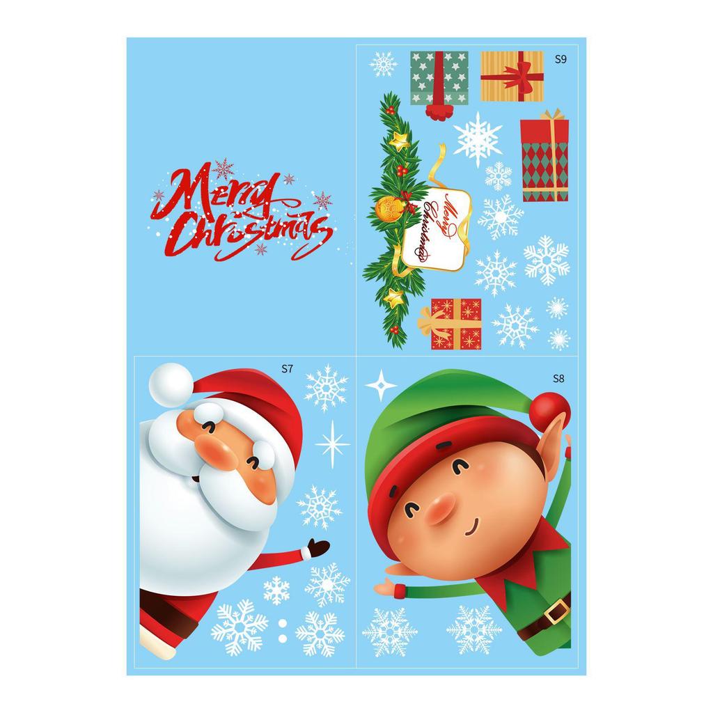 Christmas Electrostatic Stickers: Snowman, Snowflake, Bells - Window & Wall Decorations