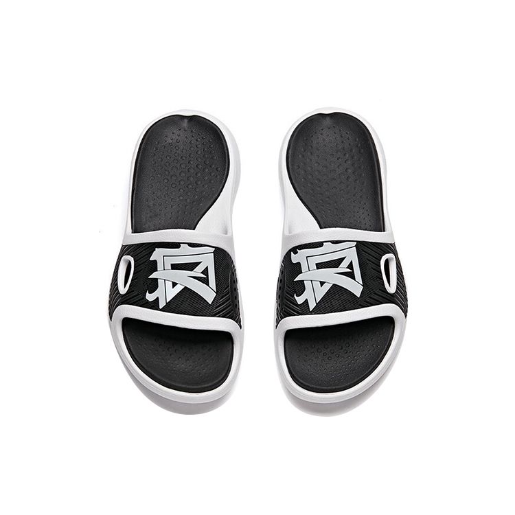 Anta Comfortable Durable Rubber Sole Slide Sandals Men Footwear Black White 112131801-3