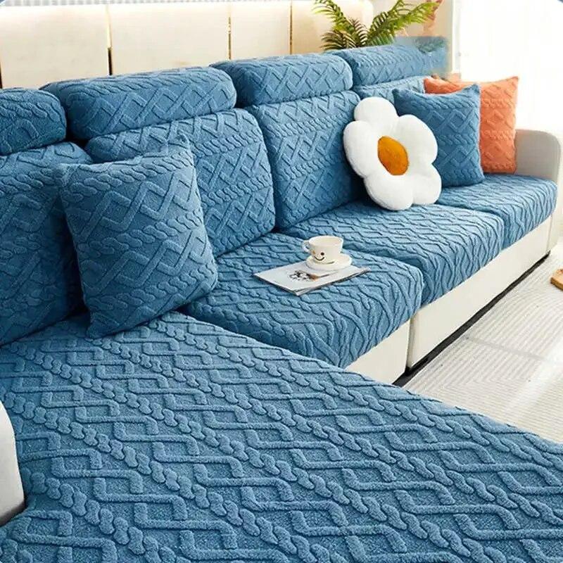 Anti-slip Plush All Inclusive Sofa Mattress Geometric Polar Fleece Couch Slipcover Combination Sofa Covers