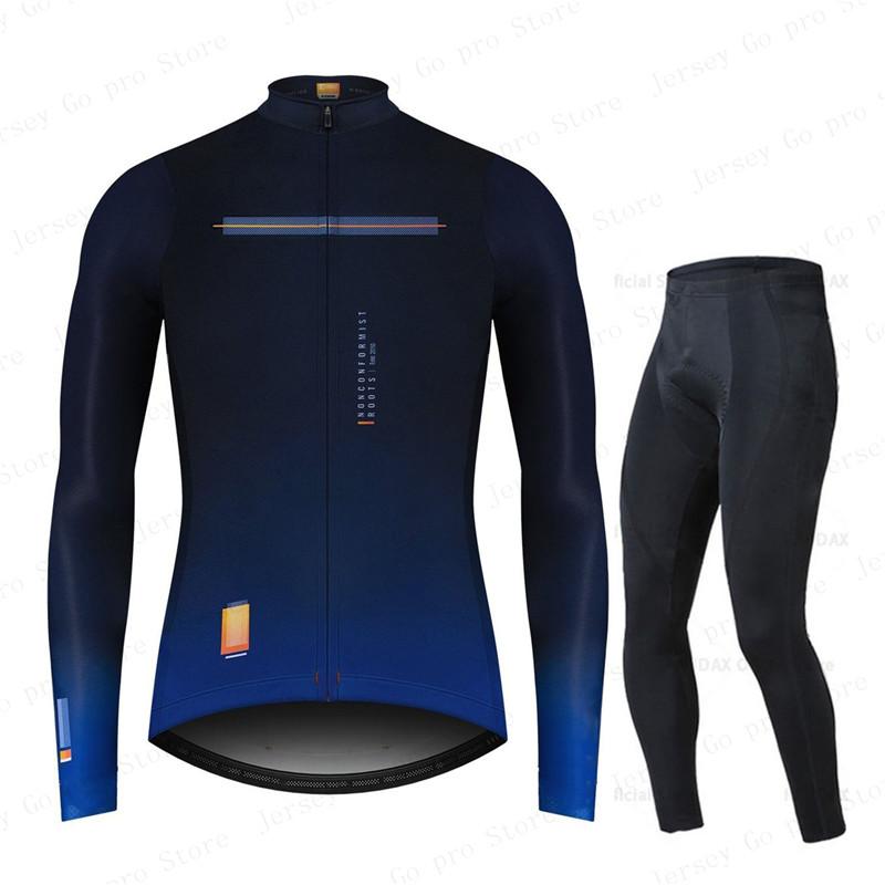 2026 Spring/Autumn Triathlon Men Long Sleeve Cycling Clothing Breathable Anti-UV Bicycle Jersey Set Wear Bib Pants Ropa Ciclismo