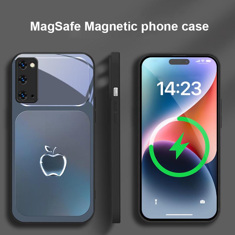 Metallic gray texture For Magsafe Samsung S25 S25 Edge S25Ultra S8 9 10 20 S21 Pro 22 Plus S23 FE S24 Ultra Glass Phone Case