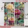 2D Flat Printing 2pcs Curtain Scene Curtain Lotus Flowers On Water Digital Printed Polyester Drapes Festive Wall Decor Use for