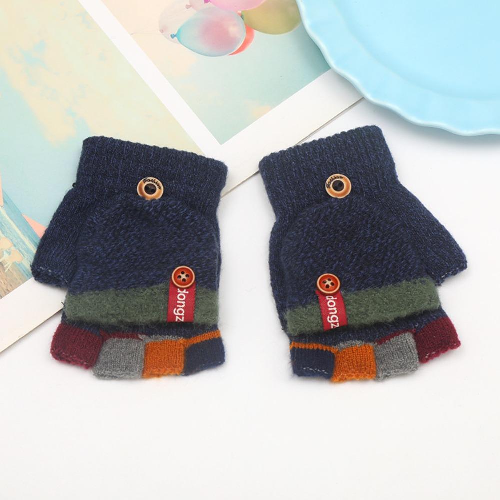 Autumn Winter Half Finger Flip Gloves Exposed Finger Mittens High Quality Warm Gloves  for Children