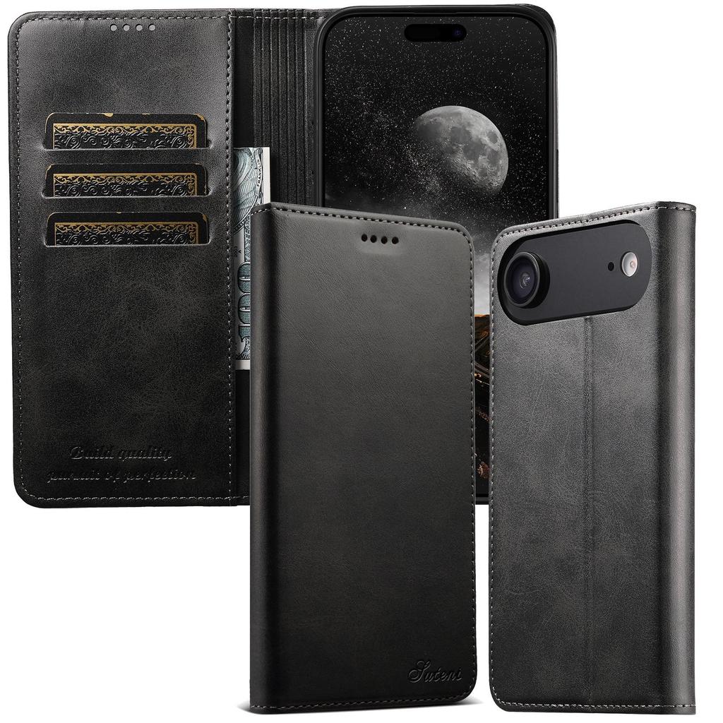 iPhone 17 Pro Max/Samsung S25 Ultra Leather Flip Case with Card Slot & Stand