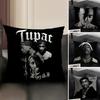 T-Tupac Shakurr Rapper Cushion Cover Natural Linen Organic Fabric Double-Sided Printing Sofa Home Decor Gift Pillow Case