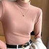 Semi-turtleneck Bottoming Shirt Women's Long-sleeved New Inner Matching Autumn and Winter Versatile Slim-fitting and Thin Meat-covering Top