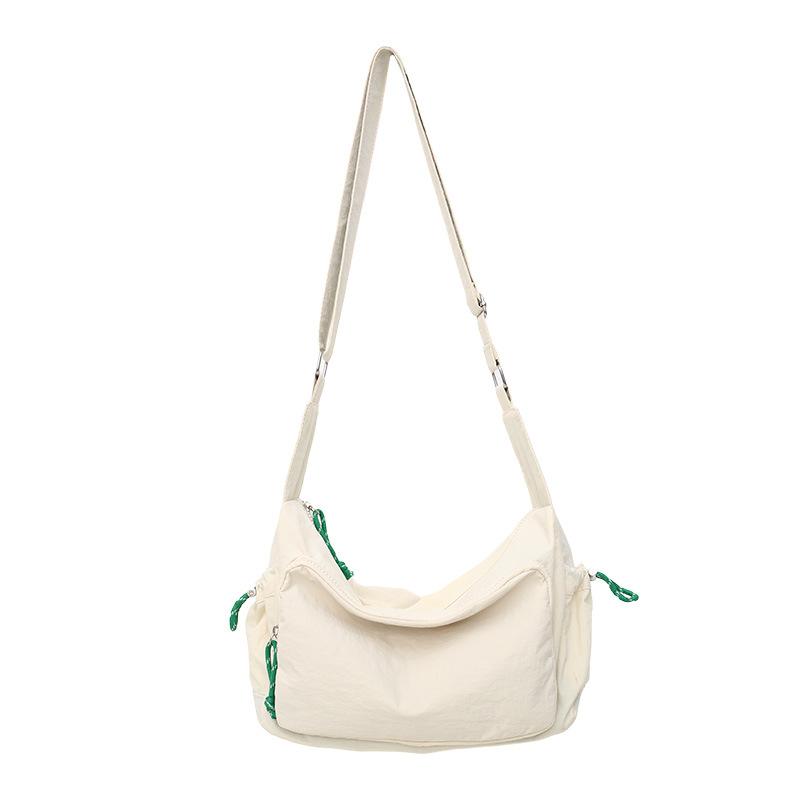 

Spring and summer new large-capacity tote bag shoulder bag simple and versatile messenger bag solid color fresh nylon bag one size fits all белый