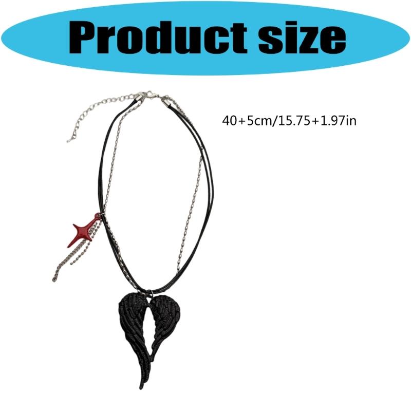 Sturdy Alloy Black Wing Necklace Featuring Tarnish Resistant Coating And Adjustable Length For Personalized Fit