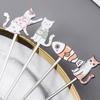 Cute Paintings Cat 304 Stainless Steel Spoon Hollow For Coffee Tea Dessert Spoon Kitchen Tableware Gifts For Students Children