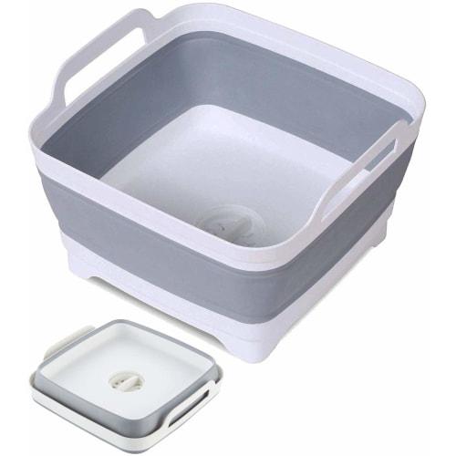 Folding Washtub, Drainer, Bucket, Silicone Washing Basket, Outdoor, Pet Bathtub, Laundry, Wash Basin, Foot Bath, Cleaning, Fishing Bucket, with Bottom