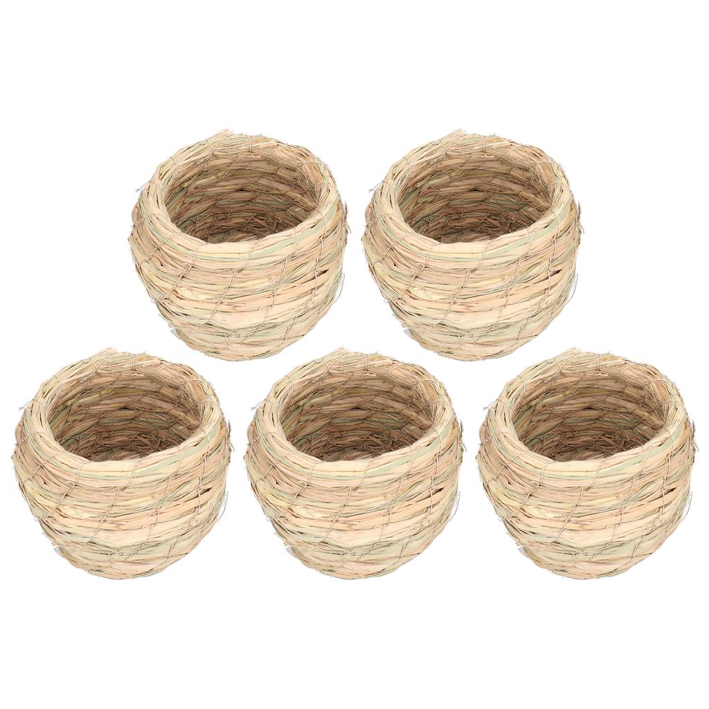 5Pcs Set 12CM Straw Simulation Bird Hatching Place Decoration Parrot Breeding House