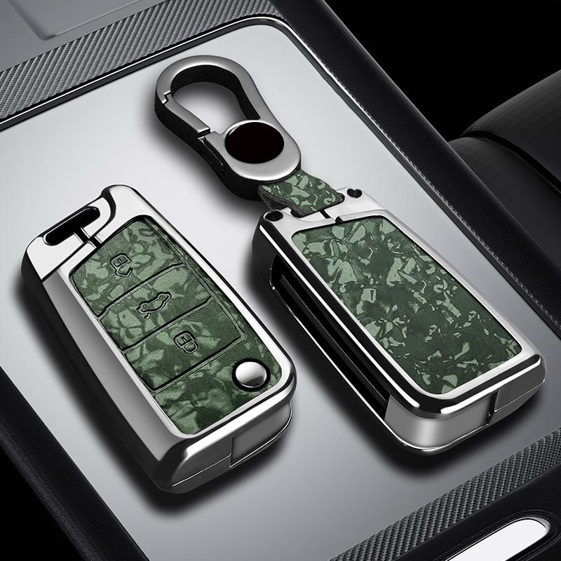 Zinc Alloy Leather Car Key Case For Volkswagen Polo Golf 7 Passat Tiguan Mk2 Beetle Ateca Caddy T5 Flap Folding Car Key Case