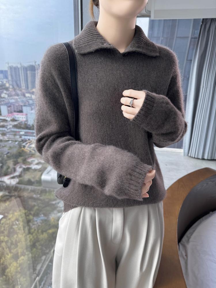 Women's Pure Wool Cashmere High Neck Pullover - Autumn/Winter Warm Long Sleeve Sweater