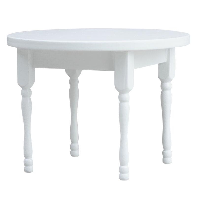 Miniature 1:12 Dollhouse White Round Table and Chair Set for Display or Play.